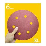 50 PCS 6 Inch Sanding Discs – Hook & Loop 6 Hole Orbital Sander Pads, Assorted Grits 40–800 (5 Each)