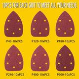 60 PCS Mouse Sander Sandpaper – 3-1/2" x 5-1/2" Hook & Loop Detail Sanding Sheets, 80 to 600 Grit for Wood, Paint, Finishing
