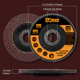 4-1/2" Flap Discs – Aluminum Oxide Grinding & Sanding Wheels for Angle Grinder, Type 27, Mixed Grits (40/60/80/120)