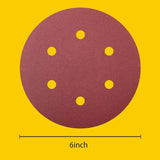 50 PCS 6 Inch Sanding Discs – Hook & Loop 6 Hole Orbital Sander Pads, Assorted Grits 40–800 (5 Each)