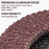 4-1/2" Flap Discs – Aluminum Oxide Grinding & Sanding Wheels for Angle Grinder, Type 27, Mixed Grits (40/60/80/120)