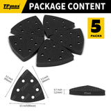 5 Pack 3-1/2” Triangle Interface Pads – 6 Hole Soft Foam Hook & Loop Cushion Pads for Triangular Shaped Mouse Size Sander and Corner Sanding