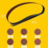 1/2" x 18" (13 x 457mm) Sanding Belt – Premium Aluminum Oxide Abrasive Sandpaper for Belt Sander, Mix Grit (60 Pack: 40/60/80/120/150/240 & 24 Pack: 80/120/150)