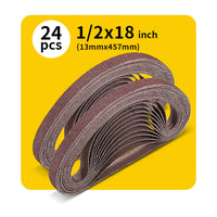 1/2" x 18" (13 x 457mm) Sanding Belt – Premium Aluminum Oxide Abrasive Sandpaper for Belt Sanders, Single Grit, 24 Pack