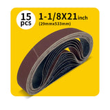 1-1/8" x 21" (29 x 533mm) Sanding Belt – Premium Aluminum Oxide Abrasive Sandpaper for Belt Sander, Mix Grit (15 Pack: 80/120/150/240/400 Grit)