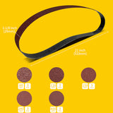 1-1/8" x 21" (29 x 533mm) Sanding Belt – Premium Aluminum Oxide Abrasive Sandpaper for Belt Sander, Mix Grit (15 Pack: 80/120/150/240/400 Grit)