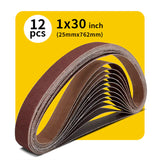 1" x 30" (25 x 762mm) Sanding Belt – Premium Aluminum Oxide Abrasive Sandpaper for Belt Sanders, Single Grit, 12 Pack