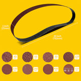 1" x 30" (25 x 762mm) Sanding Belt – Premium Aluminum Oxide Abrasive Sandpaper for Belt Sanders, Single Grit, 12 Pack