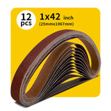 1" x 42" (25 x 1067mm) Sanding Belt – Premium Aluminum Oxide Abrasive Sandpaper for Belt Sanders, Single Grit, 12 Pack