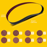 1" x 42" (25 x 1067mm) Sanding Belt – Premium Aluminum Oxide Abrasive Sandpaper for Belt Sanders, Single Grit, 12 Pack
