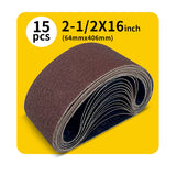 2-1/2" x 16" (64 x 406mm) Sanding Belt – Premium Aluminum Oxide Abrasive Sandpaper for Belt Sander, Mix Grit (15 Pack: 80/120/150/240/400 Grit)