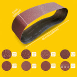 6" x 48" (150 x 1220mm) Sanding Belt – Premium Aluminum Oxide Abrasive Sandpaper for Belt Sanders, Single Grit, 6 Pack