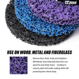 TPmax 5" x7/8" Abrasive Disc – Rust Paint Oxidation Remover Poly Strip Wheel for Angle Grinder, 10 Pack (Purple, Blue)
