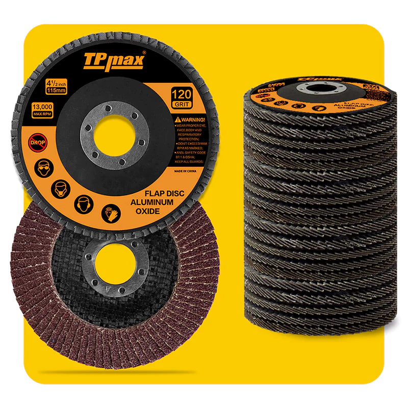 4-1/2" Flap Discs – Aluminum Oxide Grinding & Sanding Wheels for Angle Grinder, Type 27, Mixed Grits (40/60/80/120)