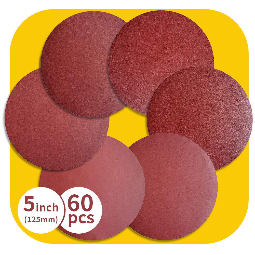 PSA Aluminum Oxide Sanding Discs – Self Stick No-Hole Sandpaper for Disc Sanders, Multi Size (5 to 12 Inch), Mixed Grit (60–400 Grit)