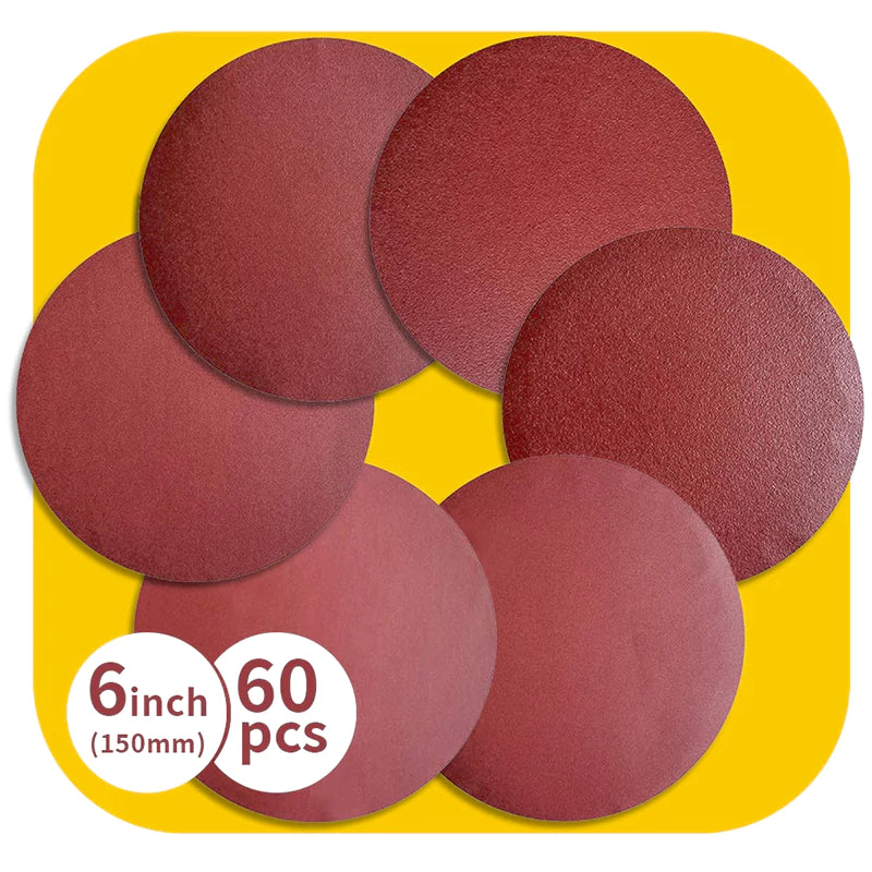 PSA Aluminum Oxide Sanding Discs – Self Stick No-Hole Sandpaper for Disc Sanders, Multi Size (5 to 12 Inch), Mixed Grit (60–400 Grit)