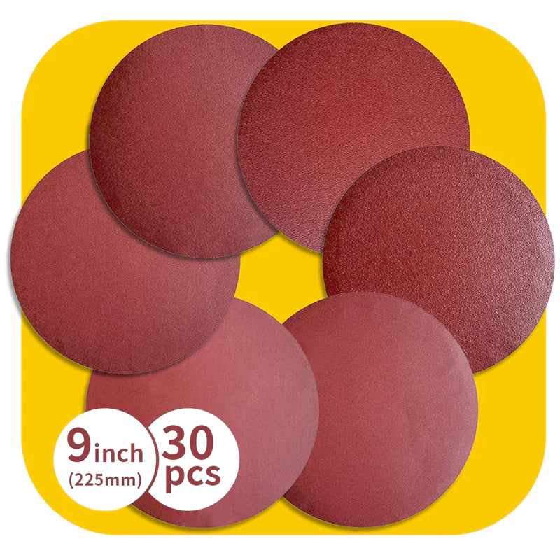 PSA Aluminum Oxide Sanding Discs – Self Stick No-Hole Sandpaper for Disc Sanders, Multi Size (5 to 12 Inch), Mixed Grit (60–400 Grit)