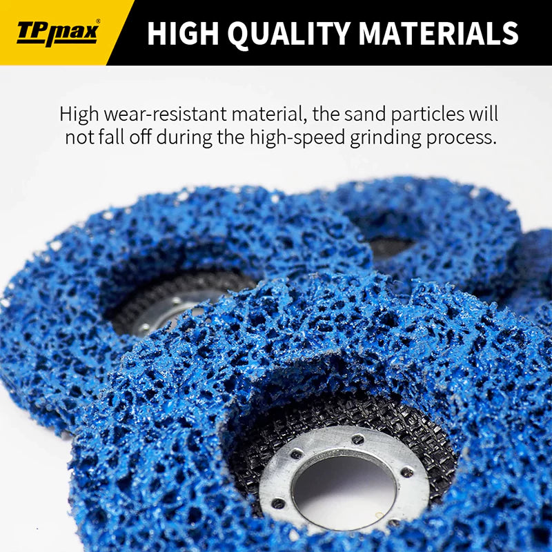 TPmax 5" x7/8" Abrasive Disc – Rust Paint Oxidation Remover Poly Strip Wheel for Angle Grinder, 10 Pack (Purple, Blue)