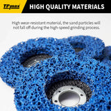 TPmax 4-1/2"x7/8" Abrasive Disc – Rust Paint Oxidation Remover Poly Strip Wheel for Angle Grinder, 5 Pack (Purple, Blue)