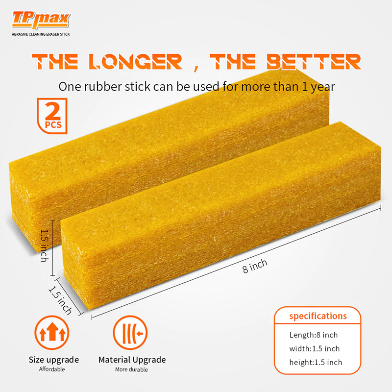 2" x 2" x 12" Inch Abrasive Cleaning Eraser Stick for Cleaning Abrasive Sanding Belts & Sanding Discs Sandpaper Rough Tape, Skateboard and Shoes Natural Rubber Build