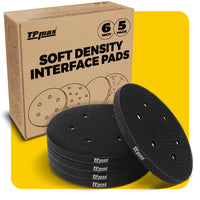 5 Pack 6-Inch Foam Interface Pads – Hook & Loop Soft Buffer Backing for Orbital Sanders, Multi-Hole Options (No-Hole / 6 / 17 / 49 Holes)