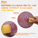 2" x 2" x 12" Inch Abrasive Cleaning Eraser Stick for Cleaning Abrasive Sanding Belts & Sanding Discs Sandpaper Rough Tape, Skateboard and Shoes Natural Rubber Build