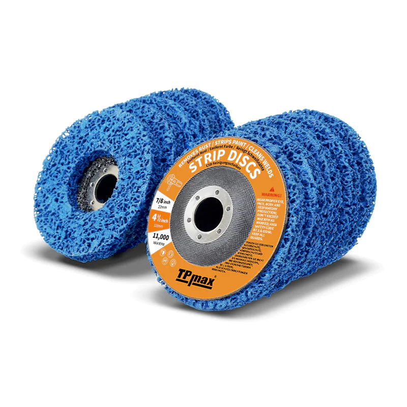 TPmax 5" x7/8" Abrasive Disc – Rust Paint Oxidation Remover Poly Strip Wheel for Angle Grinder, 10 Pack (Purple, Blue)