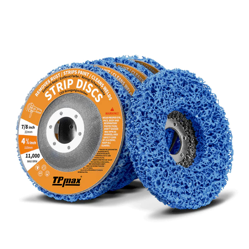 TPmax 5" x7/8" Abrasive Disc – Rust Paint Oxidation Remover Poly Strip Wheel for Angle Grinder, 10 Pack (Purple, Blue)