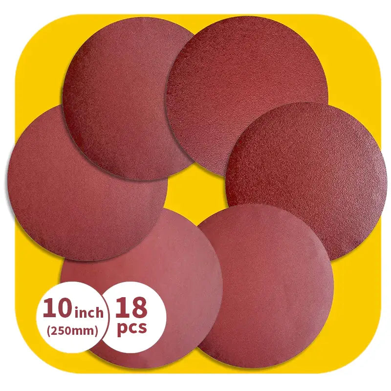PSA Aluminum Oxide Sanding Discs – Self Stick No-Hole Sandpaper for Disc Sanders, Multi Size (5 to 12 Inch), Mixed Grit (60–400 Grit)