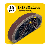 1-1/8" x 21" (29 x 533mm)  Sanding Belt – Premium Aluminum Oxide Abrasive Sandpaper for Belt Sander, Mix Grit  (15 Pack: 80/120/150/240/400 Grit)