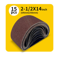 2-1/2" x 14" (64 x 356mm)  Sanding Belt – Premium Aluminum Oxide Abrasive Sandpaper for Belt Sander, Mix Grit  (15 Pack: 80/120/150/240/400 Grit)